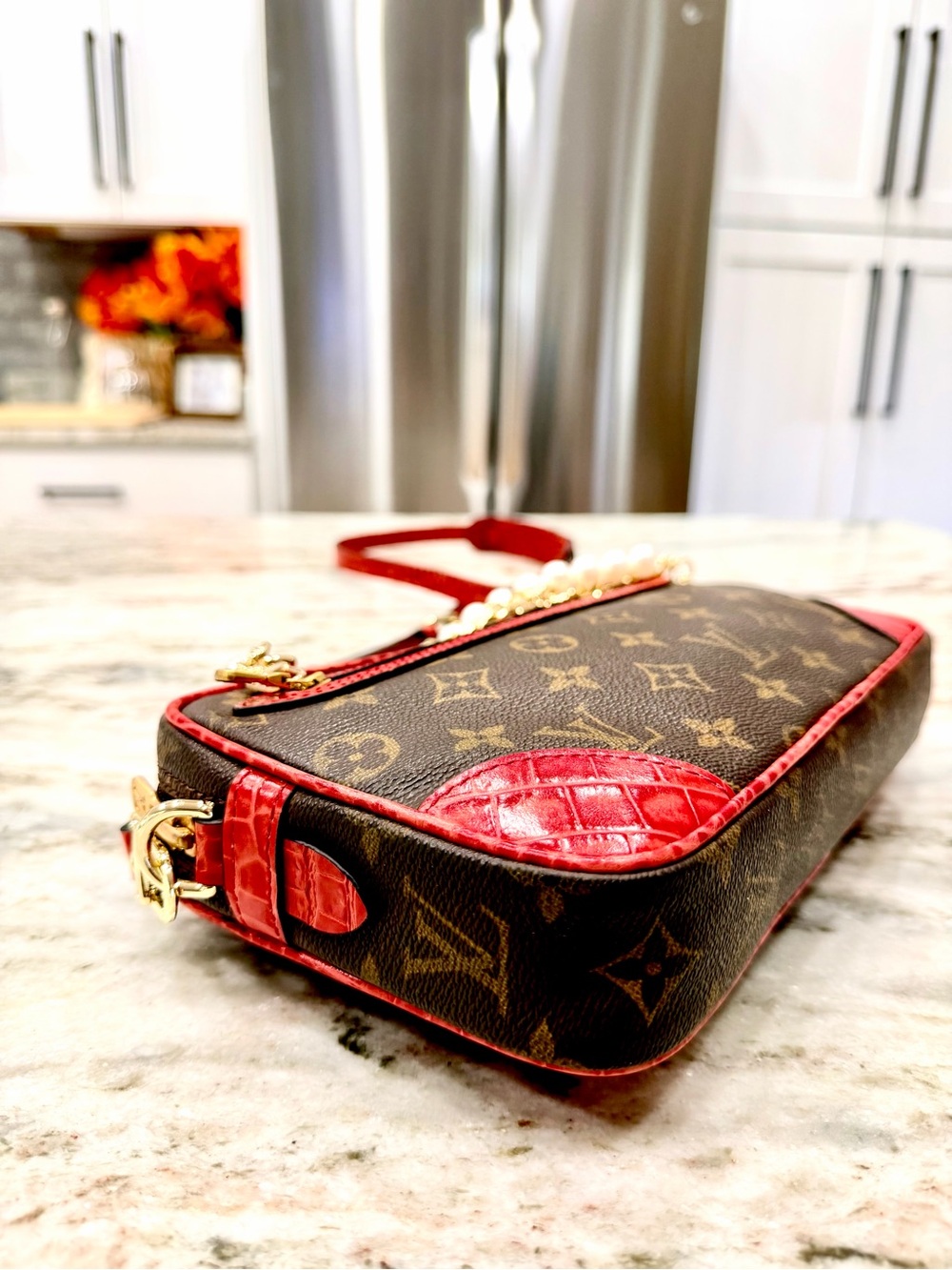 Louis Vuitton Authentic Monogram Custom Crossbody w/Crocodile Embossed Leather - Picture 8 of 14